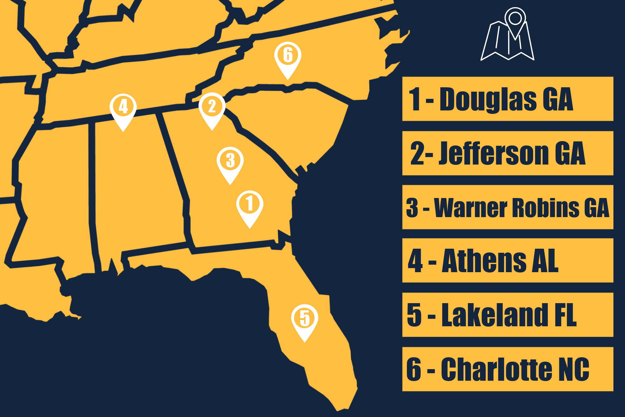 Map showing Knollwood locations coverage